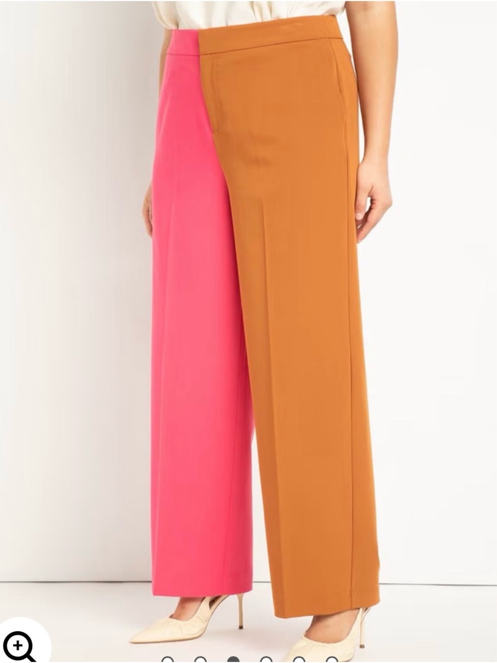 Eloquii Two-Tone Wide-Leg Pants In Leather Brown & Raspberry 24W Plus